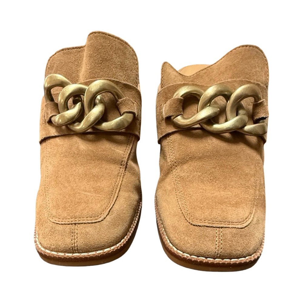 Steve Madden Brown Suede Mules with Gold Chain - Picture 2 of 12